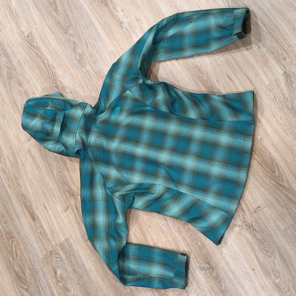 💙💚 The North Face Blue Checker Pattern Fleece Lined Jacket Women's size M 💚💙 - Picture 11 of 12